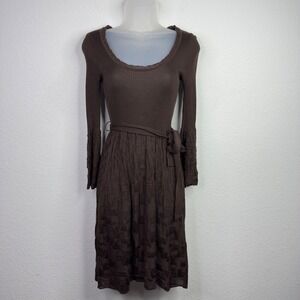 M by Missoni Dress Womens 4 Brown Wool Blend Italian Knit Whimsigoth Luxury Boho